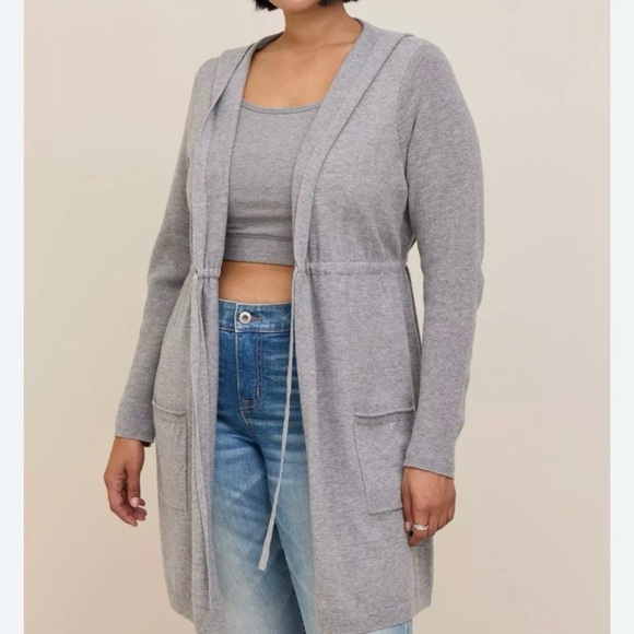 torrid Sweaters - TORRID Women's size 0 (L) Gray Everyday Anorak Hooded Cinched Waist Sweater